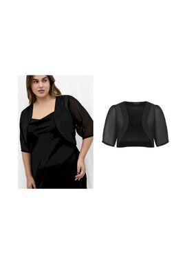 City Chic Chiffon Shrug Black Bolero Size 18 (Medium) New with Tags NWT